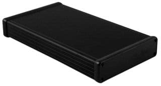 1455P2202BK - HAMMOND - 1455P2202BK - Metal Enclosure, 1455 Series, Extruded With Plastic End Panels, Small, Extruded Aluminium, 30.5 mm