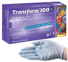 9889A7 - AURELIA - 9889A7 - Transform 100 Blue Powder Free Nitrile Disposable Gloves - Medium 100 Pack