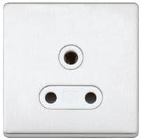 K24381 BSS W - HONEYWELL - K24381 BSS W - 5A 1 Gang Round Pin Unswitched Socket, Brushed Stainless Steel / White