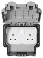 K56482GRY - HONEYWELL - K56482GRY - Switched Socket, Electrical, Outdoor, 2 Gang, 13A, Switched, Grey