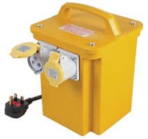 PEL00144 - PRO ELEC - PEL00144 - Safety Site Transformer, 220V to 240V, 2 x 110V, 2 kVA, 16 A, IP44, UK Type G
