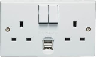VX1500USB/D - VOLEX ACCESSORIES - VX1500USB/D - 2 Gang Switched Socket with 2x USB Charging Ports
