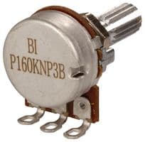 P160KNP-0QC20B100K - TT ELECTRONICS / BI TECHNOLOGIES - P160KNP-0QC20B100K - Rotary Potentiometer, Conductive Plastic, 100 kohm, 1 Turns, Linear, 200 mW, ± 20%, P160 Series