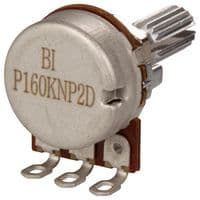 P160KNP-0QC20A10K - TT ELECTRONICS / BI TECHNOLOGIES - P160KNP-0QC20A10K - Rotary Potentiometer, Conductive Plastic, 10 kohm, 1 Turns, Logarithmic, 100 mW, ± 20%, P160 Series