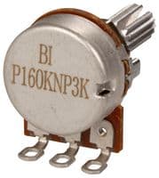 P160KNP-0QC20B500K - TT ELECTRONICS / BI TECHNOLOGIES - P160KNP-0QC20B500K - Rotary Potentiometer, Conductive Plastic, 500 kohm, 1 Turns, Linear, 200 mW, ± 20%, P160 Series