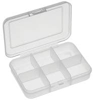 1026N - MULTICOMP PRO - 1026N - Storage Box, 6 Compartment, Transparent, 21mm x 91mm x 66mm