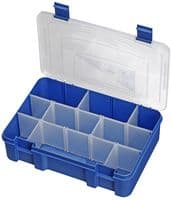 197.303 - MULTICOMP PRO - 197.303 - Storage Box, 9 Compartment, Transparent, Blue Locking Clips, 75mm x 276mm x 188mm