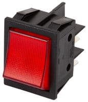 B418C1G000000 - MOLVENO - B418C1G000000 - Rocker Switch, On-Off, DPST, Illuminated, Panel Mount, Red, B4 Series