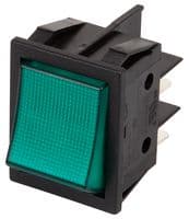 B418C1E000000 - MOLVENO - B418C1E000000 - Rocker Switch, On-Off, DPST, Illuminated, Panel Mount, Green, B4 Series