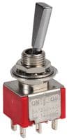 1MD3T6B11M1QE - MULTICOMP PRO - 1MD3T6B11M1QE - Toggle Switch, On-Off-On, DPDT, Non Illuminated, 1M, Panel Mount, 5 A