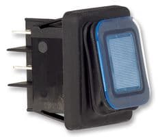 B4MASK48N1B0000 - MOLVENO - B4MASK48N1B0000 - Rocker Switch, On-Off, DPST, Illuminated, Panel Mount, Blue, B4 Series