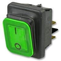 B4MASK48X1V11002 - MOLVENO - B4MASK48X1V11002 - Rocker Switch, On-Off, DPST, Illuminated, Panel Mount, Green, B4 Series