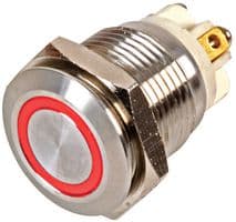 PELR0255 - PRO ELEC - PELR0255 - Vandal Resistant Switch, 16 mm, 1NO, (On)-Off, Flat, Stainless Steel