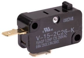 V-15-2C26-K BY OMI - OMRON ELECTRONIC COMPONENTS - V-15-2C26-K BY OMI - Microswitch, Miniature, Pin Plunger, SPST-NC, Quick Connect, 15 A