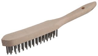 21-0418 - DURATOOL - 21-0418 - Wire Brush, 3 Row, Steel, Wood Handle, 35 mm Width, 265 mm Length