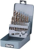 1801383. - CLARKE INTERNATIONAL - 1801383. - Metric Drill Bit Set Cobalt Steel, 19 Piece