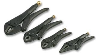 D00114 - DURATOOL - D00114 - Locking Pliers Set, Steel Jaws, 4 Pieces of 150mm Long Nose, 250mm Straight, 125mm/180mm Curved Jaw
