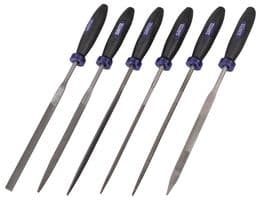 D00148 - DURATOOL - D00148 - Needle File Set, 6 Pieces, Cushion Grip, Flat Taper, Half Round, 3 Square, Round & Flat Parallel