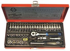 T4655 - CK TOOLS - T4655 - Socket Set, SureDrive, 1/4" Drive, Forged Chrome Vanadium Steel, 39 Pieces of Socket Set