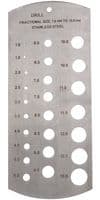 D03115 - DURATOOL - D03115 - Drill Gauge, Metric Hole, 25 Holes, Fractional, 13 mm Max Range