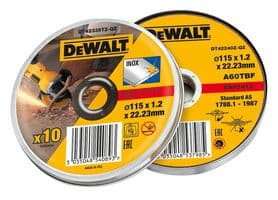 DT42335TZ-QZ - DEWALT - DT42335TZ-QZ - 4 1/2" (115mm x 1.2mm x 22.23mm) Angle Grinder Thin Metal Cutting Discs, 10 Piece Tin