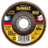 DT30601-QZ - DEWALT - DT30601-QZ - 4 1/2" (115mm x 22.23mm) Angle Grinder 40 Grit Extreme Flap Disc
