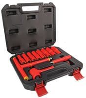 D030022 - DURATOOL - D030022 - Socket Set, 1/2" Drive, VDE Insulated 1kV, Reversible Ratchet, T-Handle, 12 Pieces