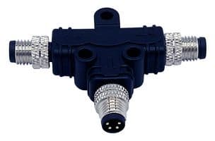 T54-B05-MMMR001 - NORCOMP - T54-B05-MMMR001 - T SPLITTER CONN, 5P M8 PLUG-2X5P PLUG