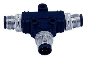 T58-D04-MMMR001 - NORCOMP - T58-D04-MMMR001 - T SPLITTER CONN, 4P M12 PLUG-2X4P PLUG