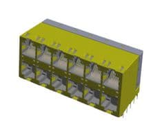 RJMG3266N11G0ER - AMPHENOL COMMUNICATIONS SOLUTIONS - RJMG3266N11G0ER - RJ45 CONN, R/A JACK, 8P8C, 12PORT, TH