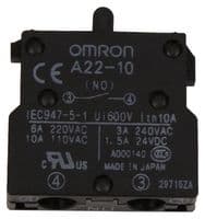 A22-10 - OMRON INDUSTRIAL AUTOMATION - A22-10 - SWITCH BLOCK, SPST-NO, 1POLE