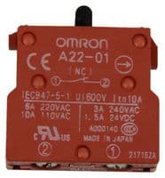 A22-01 - OMRON INDUSTRIAL AUTOMATION - A22-01 - SWITCH BLOCK, SPST-NC, 1POLE
