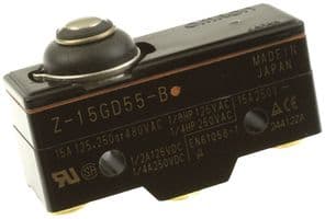 Z-15GD55-B.. - OMRON INDUSTRIAL AUTOMATION - Z-15GD55-B.. - MICRO SW, SPRING PLUNGER, SPDT, 15A 250V