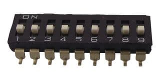 A6S-9104-H - OMRON ELECTRONIC COMPONENTS - A6S-9104-H - DIP SW, SPST, 9POS, 0.025A, 24VDC, SMD