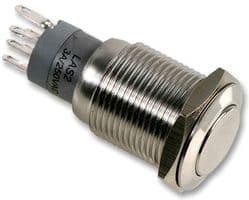MP0045/1E0NN000 - BULGIN / PARTNER STOCK - MP0045/1E0NN000 - Vandal Resistant Switch, MP0045/1E Series, 16.2 mm, DPDT, Off-On, Round Flush, Natural