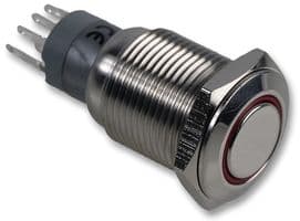 MP0045/1E2RD012 - BULGIN / PARTNER STOCK - MP0045/1E2RD012 - Vandal Resistant Switch, MP0045/1E Series, 16.2 mm, DPDT, Off-On, Round Flush, Natural
