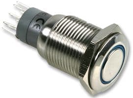MP0045/1E2BL012 - BULGIN / PARTNER STOCK - MP0045/1E2BL012 - Vandal Resistant Switch, MP0045/1E Series, 16.2 mm, DPDT, Off-On, Round Flush, Natural