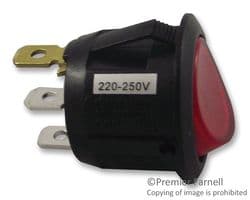 R13-112B-02-BR-0A - MULTICOMP PRO - R13-112B-02-BR-0A - Rocker Switch, (On)-Off, SPST, Illuminated, Panel Mount, Red, R13