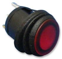 R13-112B8W-02-BR-0A - MULTICOMP PRO - R13-112B8W-02-BR-0A - Rocker Switch, Round, (On)-Off, SPST, Non Illuminated, Panel Mount, Red, R13