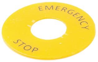 RB2-PY9330 - MULTICOMP PRO - RB2-PY9330 - Legend, 60 mm, EMERGENCY STOP, For 22 mm Pushbutton Switches