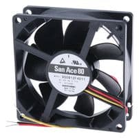 9S0812F4011 - SANYO DENKI - 9S0812F4011 - DC Axial Fan, 12 V, Square, 80 mm, 25 mm, Ball Bearing, 32.8 CFM