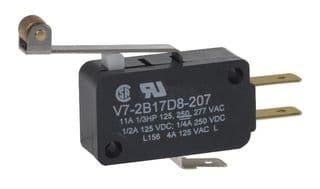 V7-2A17D8-207 - HONEYWELL - V7-2A17D8-207 - Microswitch, Miniature, Roller Lever, SPDT, Quick Connect, 5 A