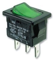 1800.1108-01 - MARQUARDT - 1800.1108-01 - Rocker Switch, Off-On, SPST, Illuminated, Panel Mount, Green, 1800 Series