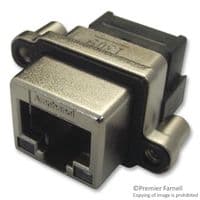 MRJ538101 - AMPHENOL COMMUNICATIONS SOLUTIONS - MRJ538101 - Modular Connector, RJ45 Jack, 1 x 1 (Port), 8P8C, Cat5, IP67, Through Hole Mount