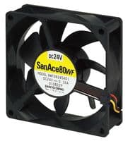 9WF0824S401 - SANYO DENKI - 9WF0824S401 - DC Axial Fan, 24 V, Square, 80 mm, 25 mm, Ball Bearing, 42.4 CFM