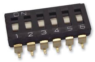 A6S5102H - OMRON ELECTRONIC COMPONENTS - A6S5102H - DIP / SIP Switch, 5 Circuits, Slide, Surface Mount, SPST, 24 VDC, 25 mA