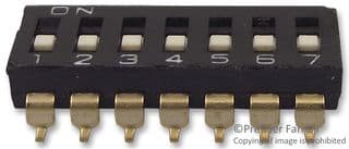 A6S7102H - OMRON ELECTRONIC COMPONENTS - A6S7102H - DIP / SIP Switch, 7 Circuits, Slide, Surface Mount, SPST, 24 V, 25 mA