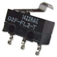 D2FFL3T - OMRON ELECTRONIC COMPONENTS - D2FFL3T - Microswitch, Miniature, Simulated Roller Lever, SPDT, Solder, 1 A, 30 V