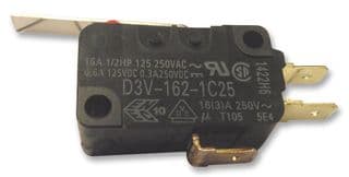 D3V-162-1C25 - OMRON ELECTRONIC COMPONENTS - D3V-162-1C25 - Microswitch, Miniature, Hinge Lever, SPDT, Quick Connect, 16 A, 250 V