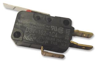 D3V-162-1C4 - OMRON ELECTRONIC COMPONENTS - D3V-162-1C4 - Microswitch, Miniature, Hinge Lever, SPDT, Quick Connect, 16 A, 250 V